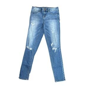 Mossimo Light Wash Distressed High Rise Jean Legging Pants Women's Size 00
